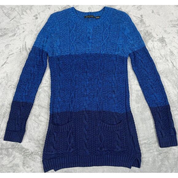 Jeanne Pierre Blue Cotton Cable‎ Knit Sweater Small Ombre - Picture 1 of 9